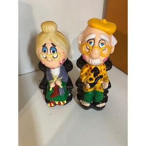 Charming Vintage Grandparents Piggy Bank Set Couple Novelty‎ Coin Bank Decor